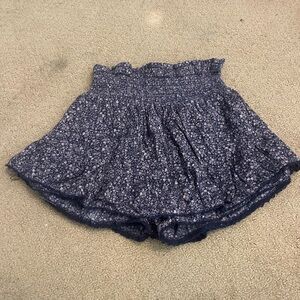 Aeropostale High Waist Blue and White Floral Skirt w/ Built-in Shorts